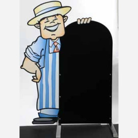 Pavement Display Board, Butcher Character, Blue/White -990x590mm/39x23.22"