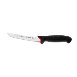 Giesser Messer Boning Knife, Curved/Scalloped Edge, Soft Shell Black - 15cm/6"
