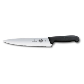 Victorinox Chefs Knife, Serrated Edge/Wide, Black Handle - 19cm/7.5"
