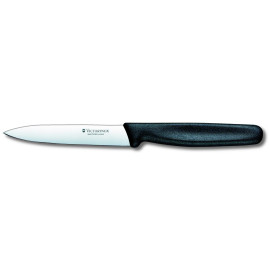 Victorinox Paring/Vegetable Knife, Straight/Pointed Tip, Black Handle - 10cm/4"