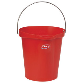 Vikan Bucket with Stainless Steel Handle, Red - 12L
