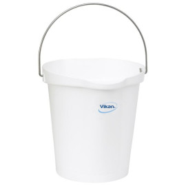 Vikan Bucket with Stainless Steel Handle, White - 12L